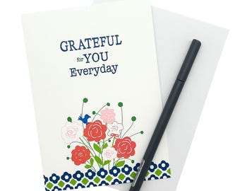 Grateful for You Everyday Card – Floral Thank You Card, Appreciation Card for Friend, Teacher, Coworker, Blank Inside