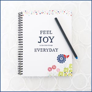 Feel Joy Everyday Spiral Floral Notebook Lined Journal Colorful Softcover Journal Gift for Daughter Gift Teacher Large Notebook Large Spiral