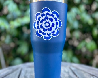 Flower Sticker 3 inch Vinyl Water Bottle Sticker Laptop Cute Flower Sticker Blue Flower Sticker for Friend Gift Notebook Sticker for Teen