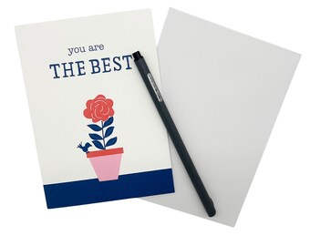 You Are The Best Card – Appreciation Card for Friend, Teacher, or Coworker | Blank Inside | Cute Flower Greeting Card with Envelope