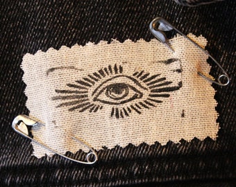 Eye Of Alchemy - Piccola benda sull'occhio stampata in lino lino da cucire su tessuto