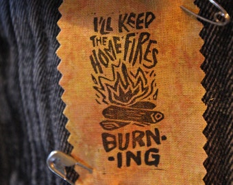 Fuochi domestici - Piccola toppa antincendio stampata su tessuto lino