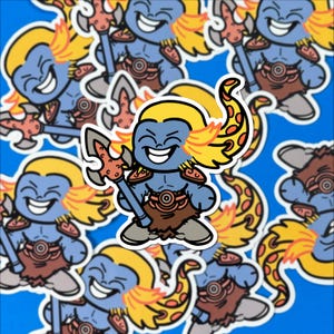 Chibi Thrasios, Triton Hero | Magic the Gathering Inspired Decal | Laptop Hydroflask Water Bottle Decal | Kawaii Character | Cute Gift