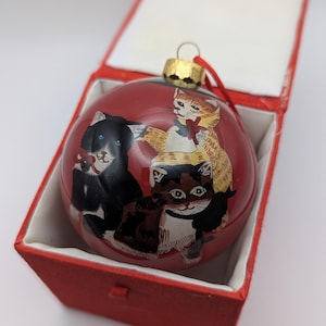 Hand Painted Cat Christmas Ball Ornament