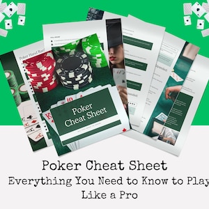 Complete Poker Strategy Guide - 12 Printable Poker Cheat Sheets for Beginners to Advanced, Easy-to-Follow Hand Rankings & Tips, Homeschool