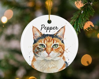 Anpassad husdjursprydnad, personlig kattprydnad, kattminnesgåva, anpassad kattprydnad till jul