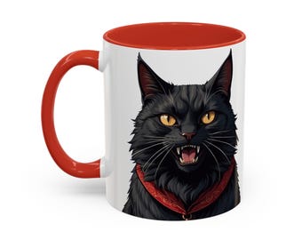 Jólakötturinn, Yule Cat, Christmas, Icelandic Folklore, Nordic Myth Gift, Accent Color Mug, 3 Colors