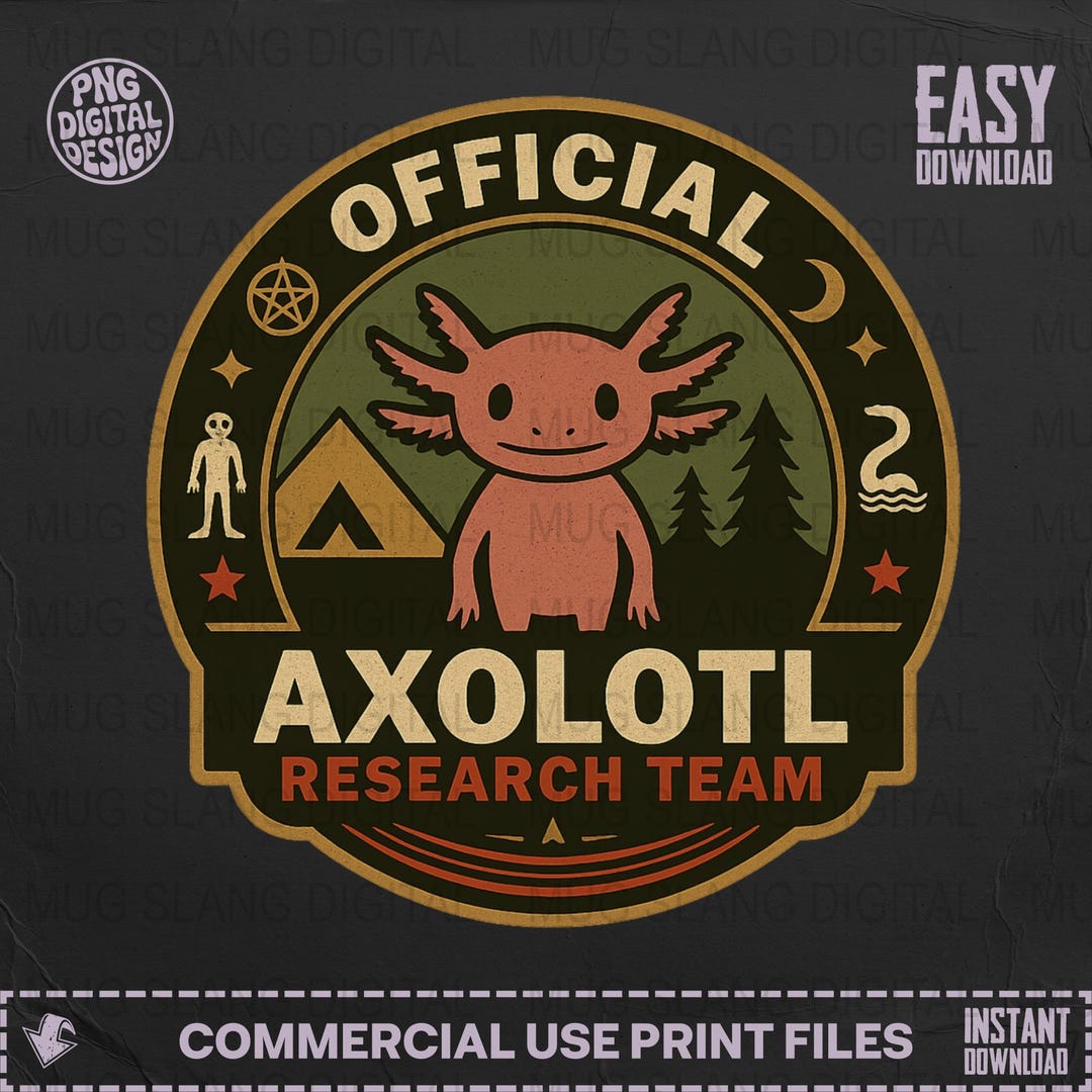 Axolotl Research Team Print, Camping Cryptid Art (digital Download) - Etsy