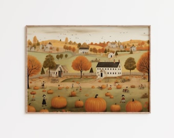 Vintage Pumpkin Patch Print Pumpkin Wall Art Autumn Wall Art Fall Home Decor Halloween Wall Art Farmhouse Fall Decor Fall Artwork PRINTABLE