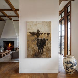 Rustic Western Print American West Art Western Room Decor Vintage Cowboy Oil Painting Western Cowboy Print Southwest Wall Art Cowboy Gift