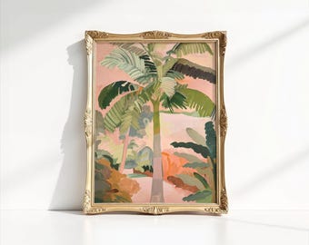 Society6 ケース Heart Green Yellow Vintage Palm Tree with Ha Palm Tree Print, Palm Leaf, Palm Tree Wall Art Decor