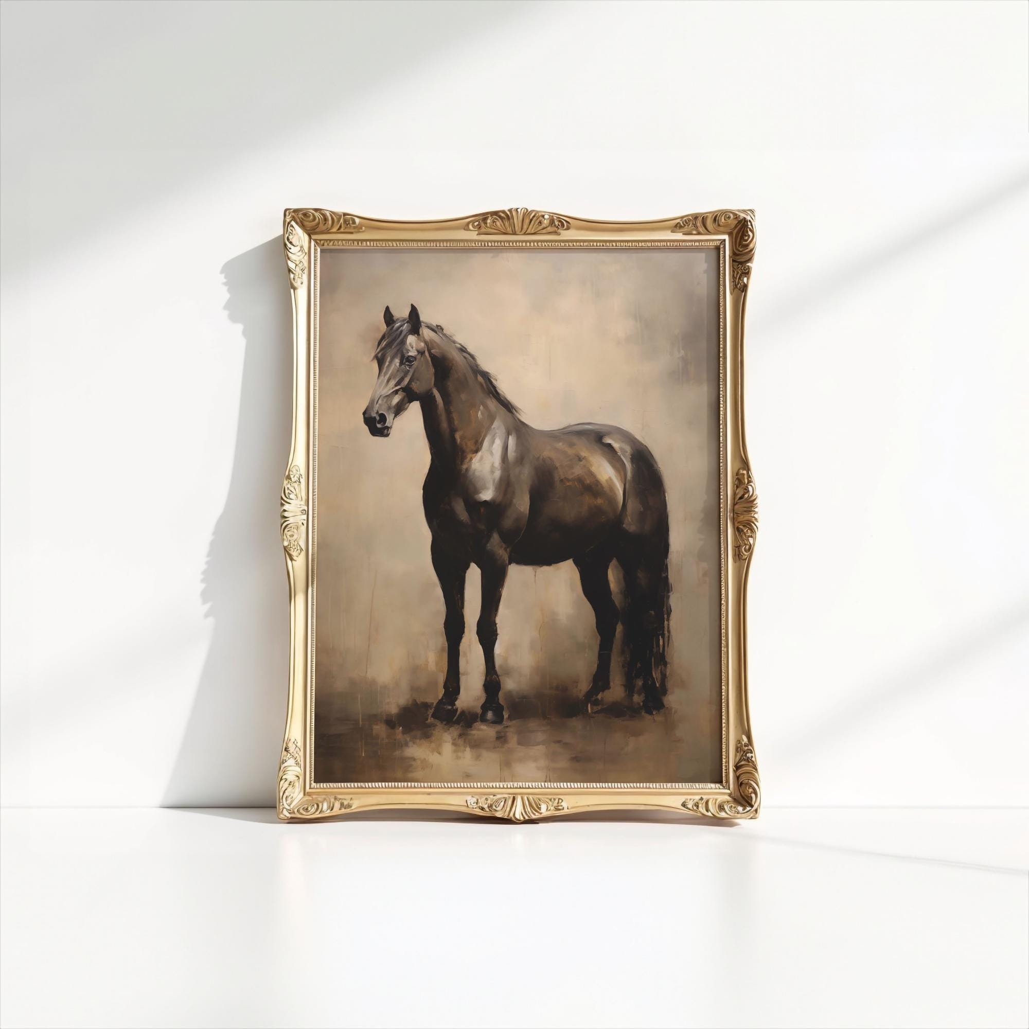 Vintage Horse Oil Painting | Horse Wall Art | Antique Equestrian Art ...