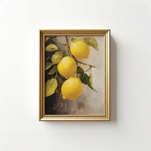 Lemon Tree Oil Painting | Vintage Lemon Decor | Vintage Citrus Print | Farmhouse Kitchen Print | Kitchen Wall Art | Printable Wall Art