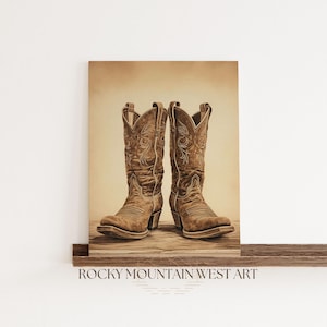 Minimalist Cowboy Boot Print, Western Cowboy Wall Art, Western Home Decor, Cowboy Nursery, Rustic Wall Art, Man Cave Decor, Cowboy Poster