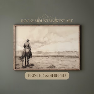 Rustic Western Print | Rustic Western Room Decor | Vintage Cowboy Oil Painting | Western Cowboy Print | Southwest Wall Art | Western Prints