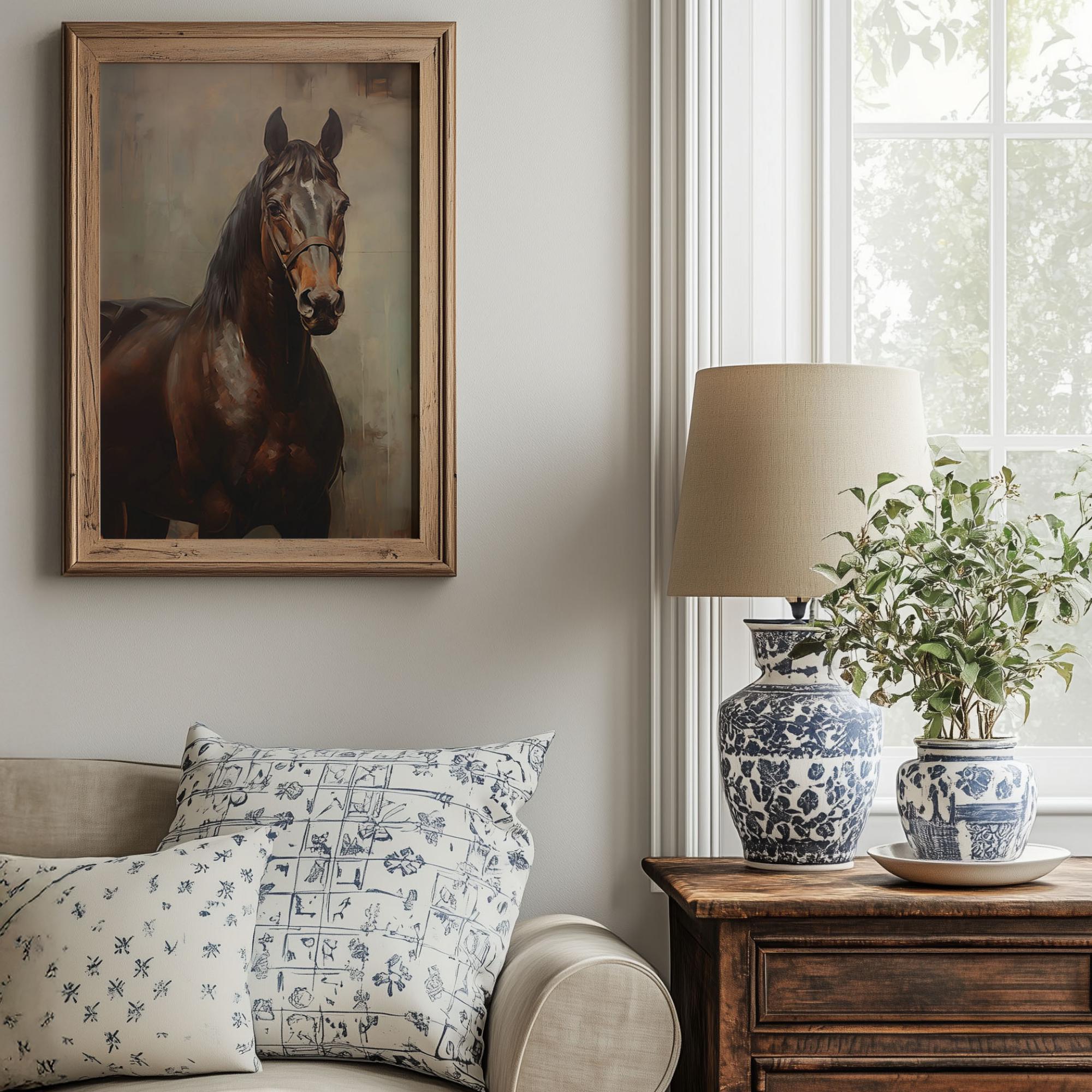 Rustic Horse Design Vintage Horse Print Rustic Farmhouse Decor Vintage Horse Painting Horse ...