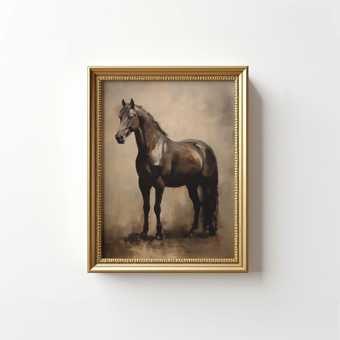 Vintage Horse Oil Painting | Horse Wall Art | Antique Equestrian Art ...