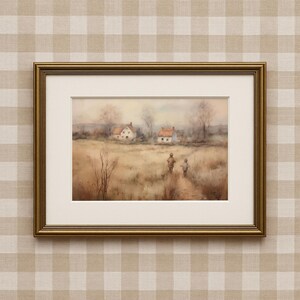 Rustic Autumn Landscape Painting Autumn Wall Art Neutral Fall Home Decor Nature Wall Art Farmhouse Fall Decor Cozy Fall Home Decor Printable
