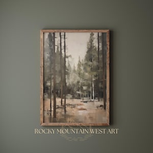 Vintage Pine Tree Wall Art | Nature Wall Art | Rustic Pine Forest Painting | Woodland Nursery Wall Art | Log Cabin Wall Decor | DOWNLOAD