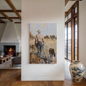 Rustic Western Print American West Art Western Room Decor Vintage Cowboy Oil Painting Western Cowboy Print Southwest Wall Art Cowboy Gift