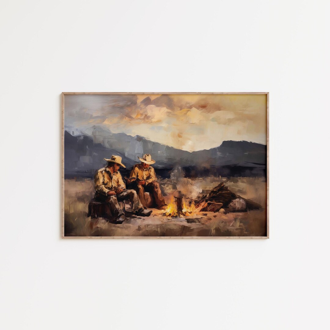 Vintage Western Cowboy Oil Painting | Large Western Wall Art | Modern ...