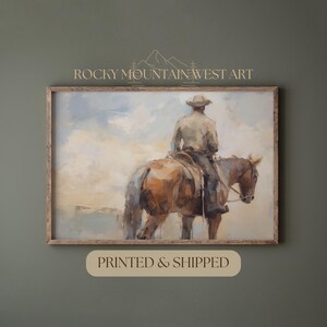Rustic Farmhouse Wall Art | Western Cowboy Painting | Modern Western Art | Vintage Western Wall Decor | Large Western Wall Art | Horse Gifts