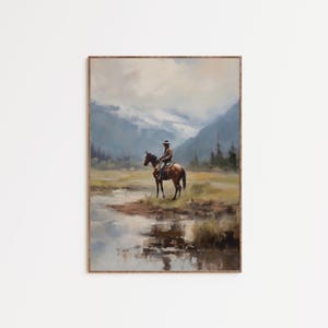 Rustic Western Print Western Room Decor Vintage Cowboy Oil Painting Western Cowboy Print Southwest Wall Art Western Wall Art PRINTABLE