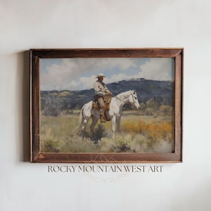 Rustic Western Print, American West Art,Western Room Decor, Vintage Cowboy Oil Painting, Western Cowboy Print, Southwest Wall Art, PRINTABLE