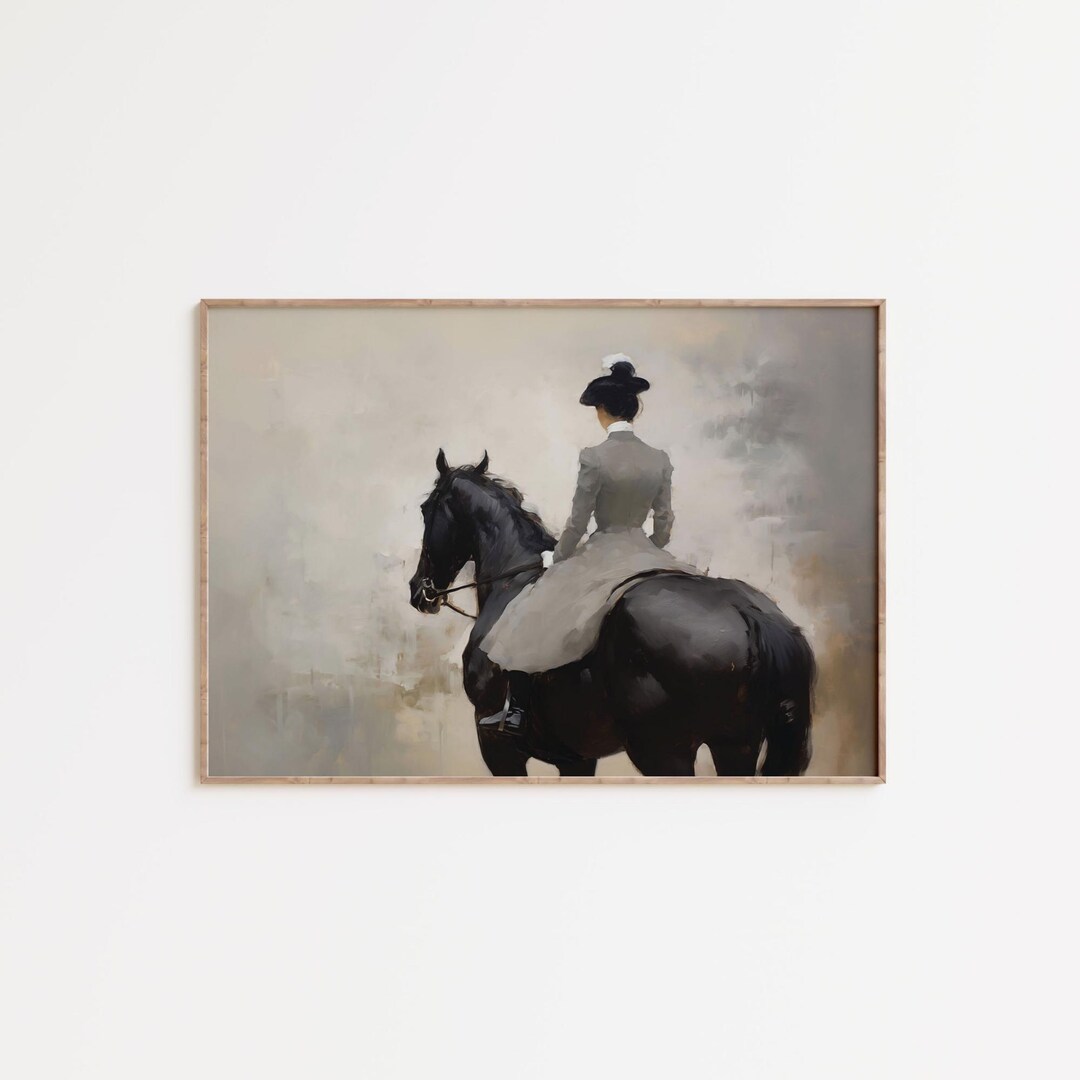 Victorian Woman on Horse Print, Antique Farmhouse Wall Art - Etsy