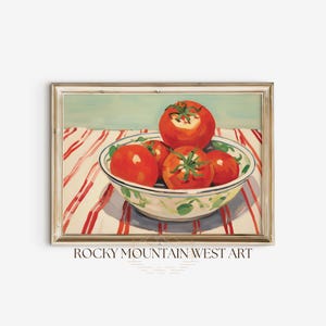 Vintage Tomato Wall Art Italian Food Art Print French Country Decor Cottagecore Decor Mediterranean Wall Art Retro Kitchen Wall Art