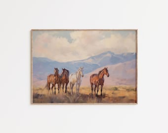 Vintage Wild Horse Wall Art Wild Mustang Wall Art Southwestern Decor Southwest Wall Art Large Western Wall Art Western Wall Art