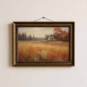 Vintage Landscape Countryside Wall Art Rustic Autumn Painting Autumn Wall Art Farmhouse Fall Home Decor Cottagecore Decor Nature Wall Art