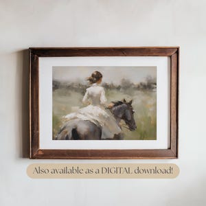 Antique Victorian Woman Painting | Horse Wall Art | Vintage Horse Print ...