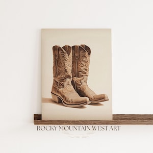 Minimalist Cowboy Boot Print, Western Cowboy Wall Art, Western Home Decor, Cowboy Nursery, Rustic Wall Art, Man Cave Decor, Cowboy Poster