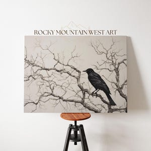 Vintage Halloween Crow Raven Wall Art Farmhouse Fall Home Decor Autumn Wall Art Dark Academia Decor Moody Fall Wall Art Bird Lover Gift