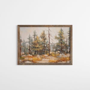 Rustic Pine Forest Painting Vintage Pine Tree Print Woodland Nursery Wall Art Cabin Wall Decor Masculine Wall Art Nature Wall Art