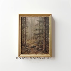 Rustic Pine Forest Painting Vintage Pine Tree Print Woodland Nursery Wall Art Cabin Wall Decor Masculine Wall Art Nature Wall Art