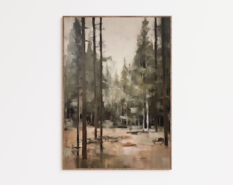 Vintage Pine Tree Wall Art | Nature Wall Art | Rustic Pine Forest Painting | Woodland Nursery Wall Art | Log Cabin Wall Decor | DOWNLOAD