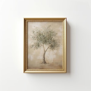 Olive Tree Wall Art Print Muted Color Rustic Farmhouse Décor Muted Olive Tree Painting Vintage Farmhouse Wall Décor Italian Countryside Art