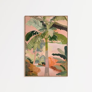 Vintage Palm Tree Terracotta Wall Art | Beachy Home Decor| Colorful Coastal Wall Art | Boho Beach Print | Hawaii Wall Art | Digital Download