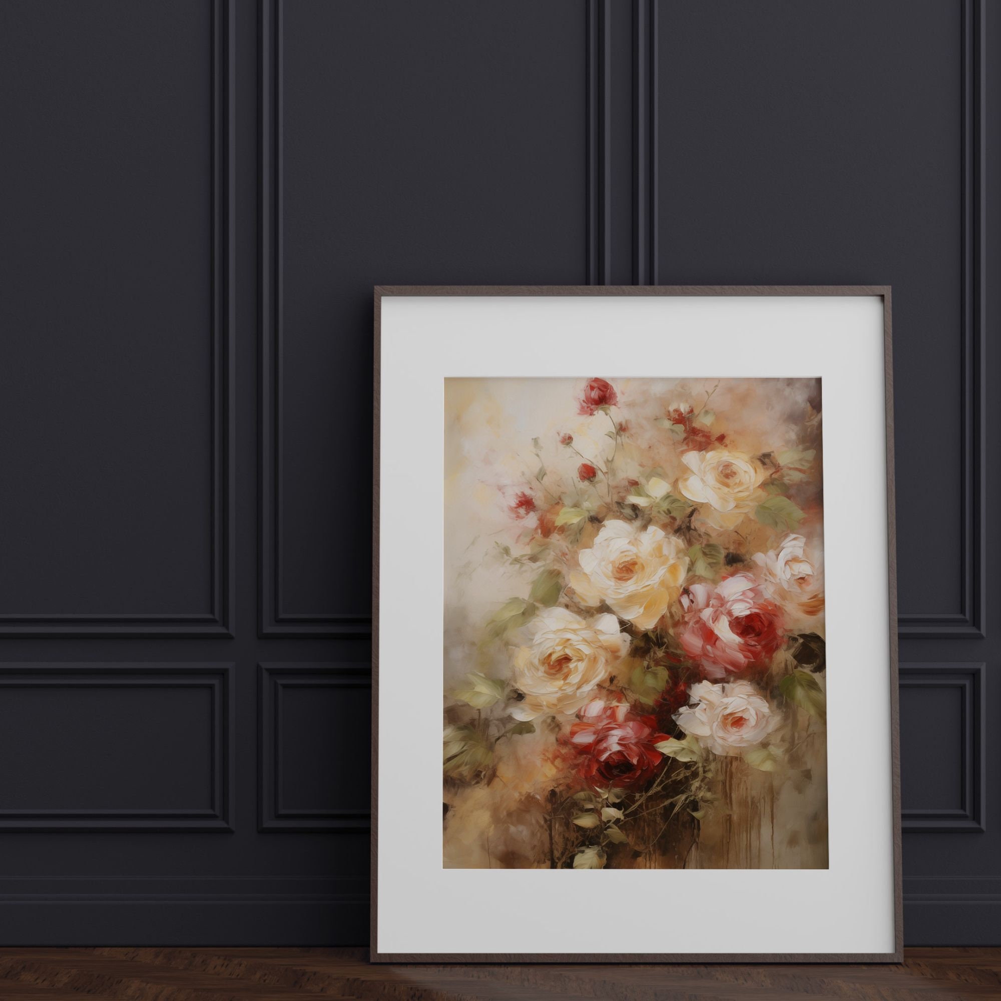 Vintage Rose Flower Print French Country Wall Decor Still Life Roses ...