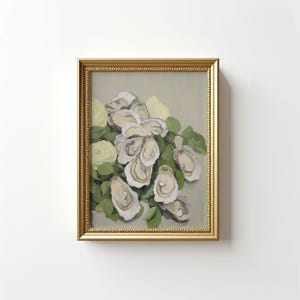 Vintage Oyster Oil Painting Oyster Art Print Oyster Poster Nautical Home Decor Ocean Wall Art Vintage Kitchen Prints Kitchen Wall Art