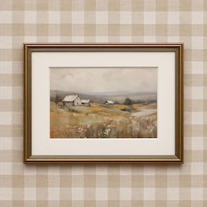 Rustic Autumn Landscape Wall Art  Vintage Fall Wall Art Print Farmhouse Home Decor Cozy Cottagecore Home Decor Moody Fall Landscape Painting