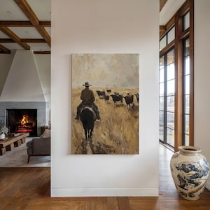 Rustic Western Print American West Art Western Room Decor Vintage Cowboy Oil Painting Western Cowboy Print Southwest Wall Art Horse Gifts