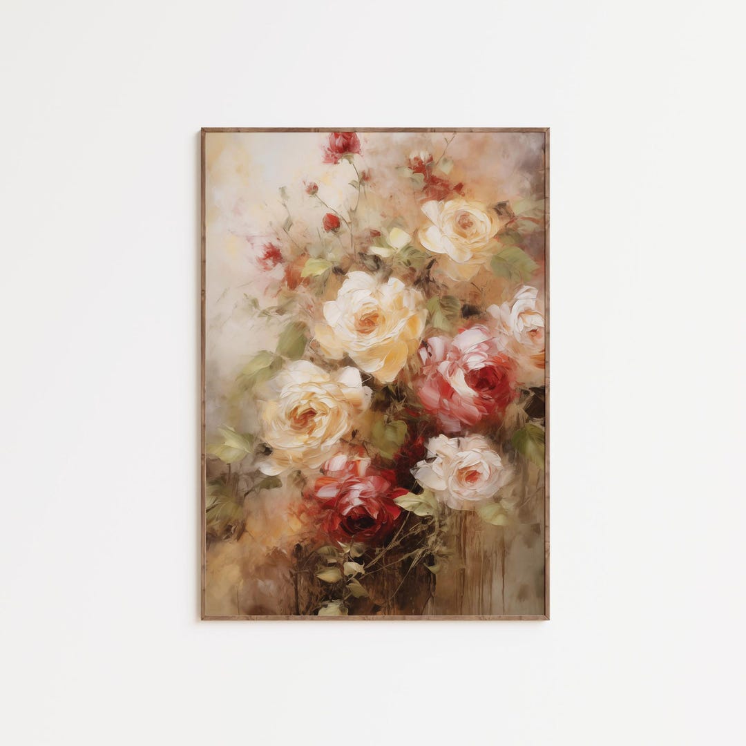 Vintage Rose Painting | French Country Still Life Art (printable) - Etsy
