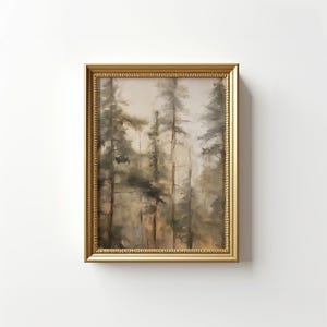 Vintage Pine Tree Wall Art | Rustic Pine Forest Painting | Sage Green Wall Art | Moody Wall Art | Woodland Nursery Wall Art | DOWNLOAD image 8
