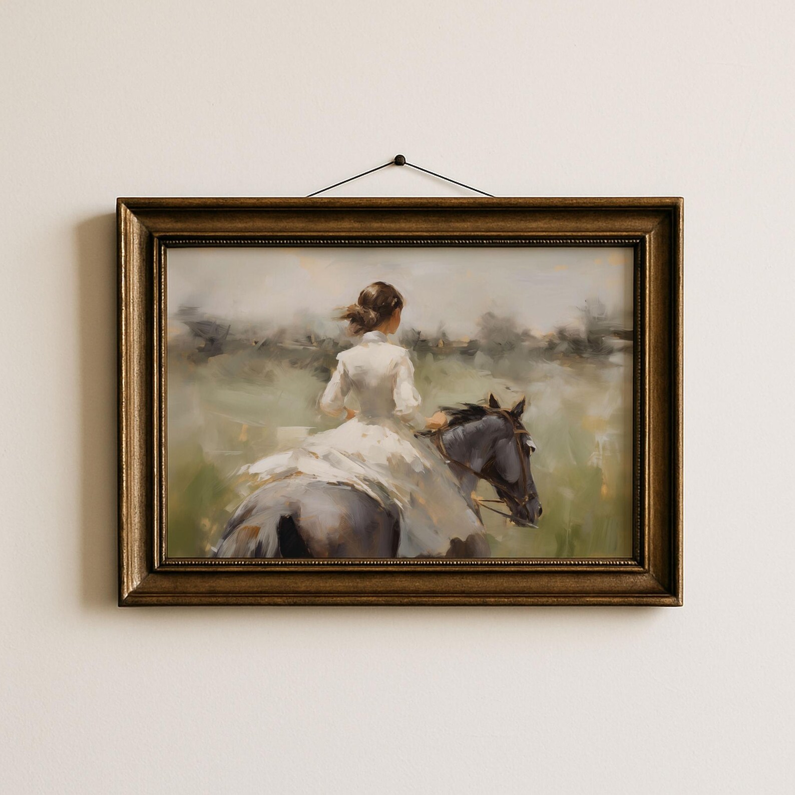 Antique Victorian Woman Painting | Horse Wall Art | Vintage Horse Print ...