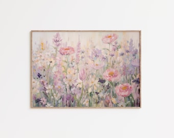 Vintage Pastel Wildflower Print, Feminine Floral Wall Art