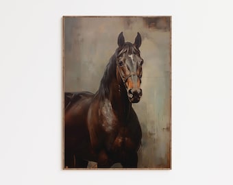 Vintage Horse Print Rustic Farmhouse Decor Vintage Horse Painting Horse Face Wall Art Horse Oil Painting Horse Lover Gift