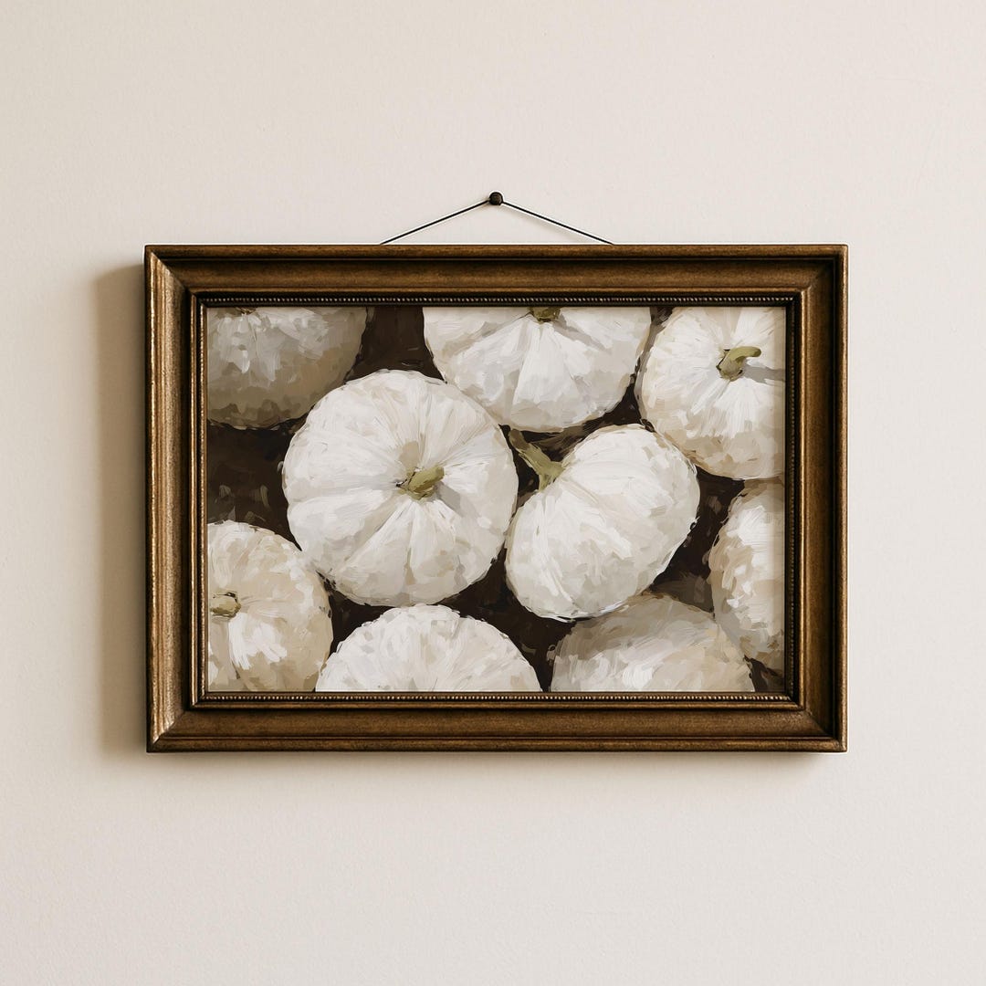 White Pumpkin Wall Art Print Neutral Fall & Autumn Décor Rustic ...